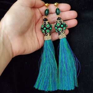 Silk Soutache Beaded Tassle Earrings